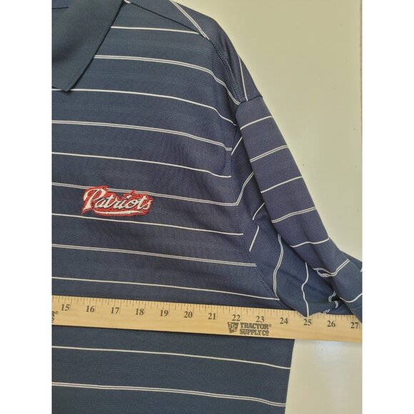 Nike Golf Polo Shirt Mens XL Blue Striped Patriots Embroidered Logo Dri Fit - Picture 5 of 8